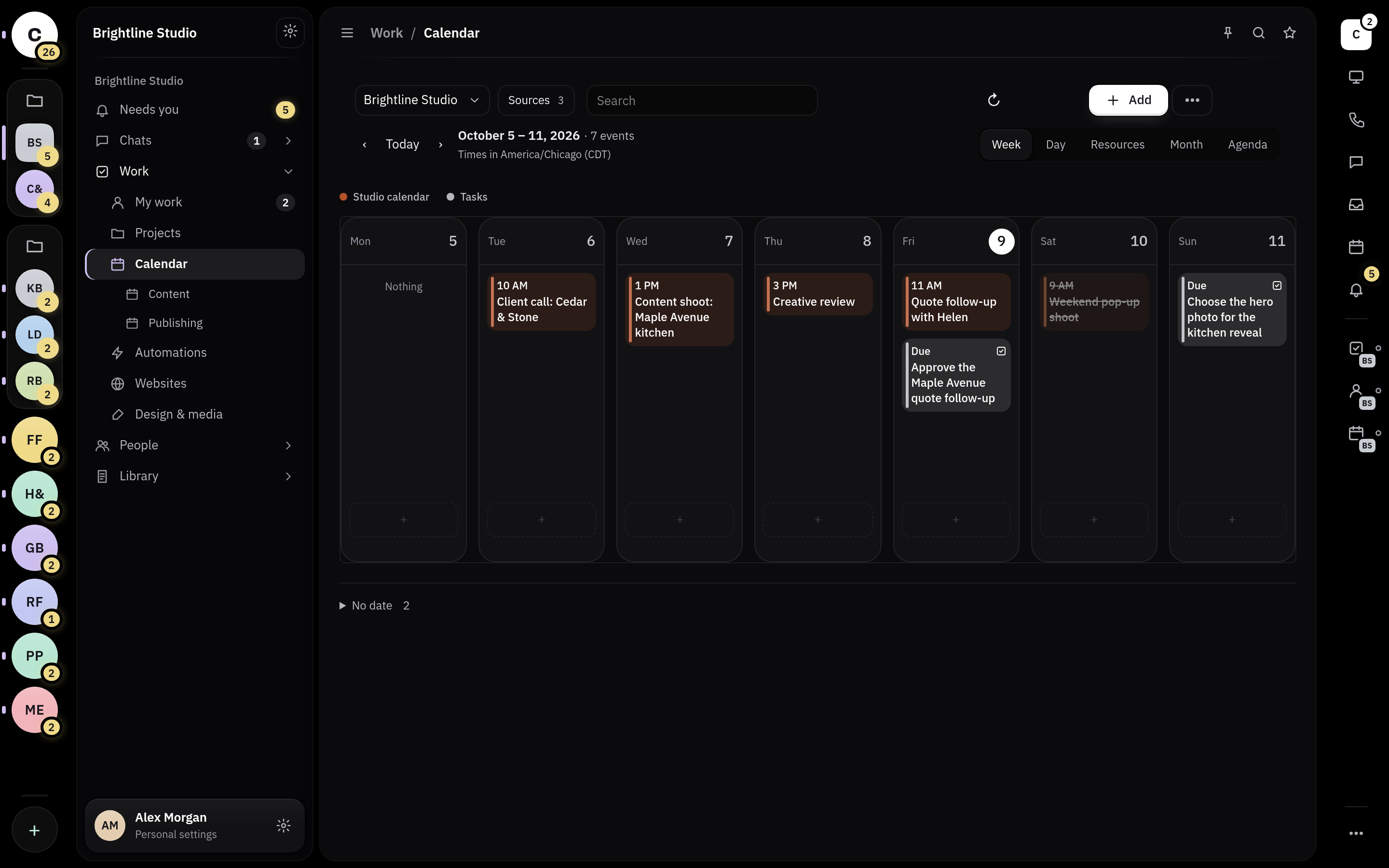 Shared Brightline calendar